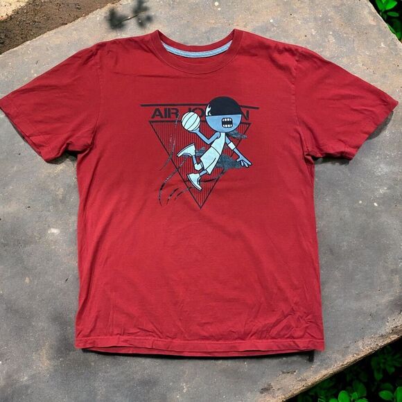 Jordan Flight Flight Mascot Red Black Cotton Blend T-Shirt Men's Size Medium - Picture 1 of 8